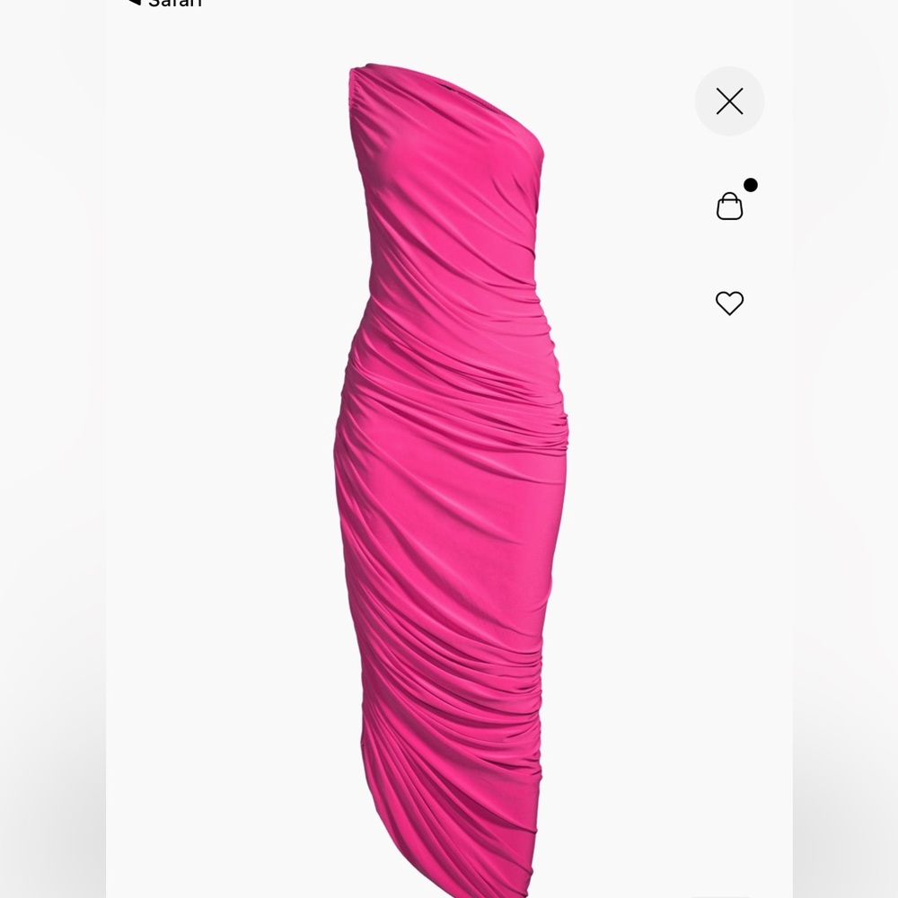 Norma Kamali Diana Ruched One Shoulder Gown in Orchid Pink